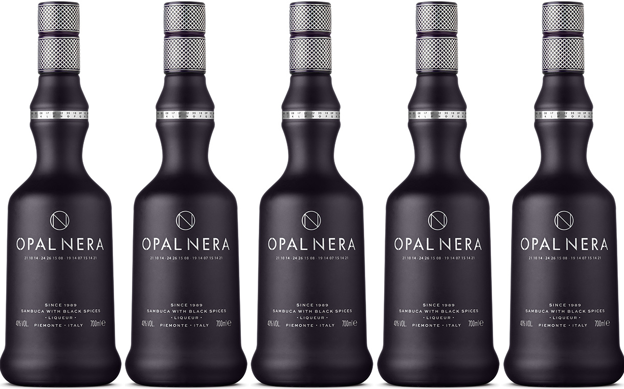 Opal Nera liqueur relaunches with design by Denomination